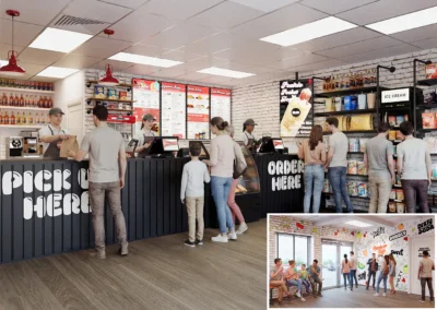 Interior Branding Program – The retail prototype translated the brand’s identity into a cohesive physical environment through curated finishes, integrated signage and custom millwork. It was designed for scalability, enabling consistent application across multiple locations. Comprehensive construction drawings and documentation ensured accuracy, design integrity and efficient execution for future rollouts.