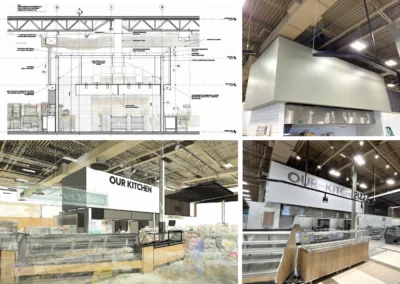 Clash-Optimized Renovation Planning – Laser scanning was integrated into the engineering process to assess existing conditions and refine the design with real-time measurements, reducing on-site clashes and rework. This approach allowed the proposed bulkhead to be coordinated with existing HVAC distribution while maintaining the client’s design intent within tight tolerances.